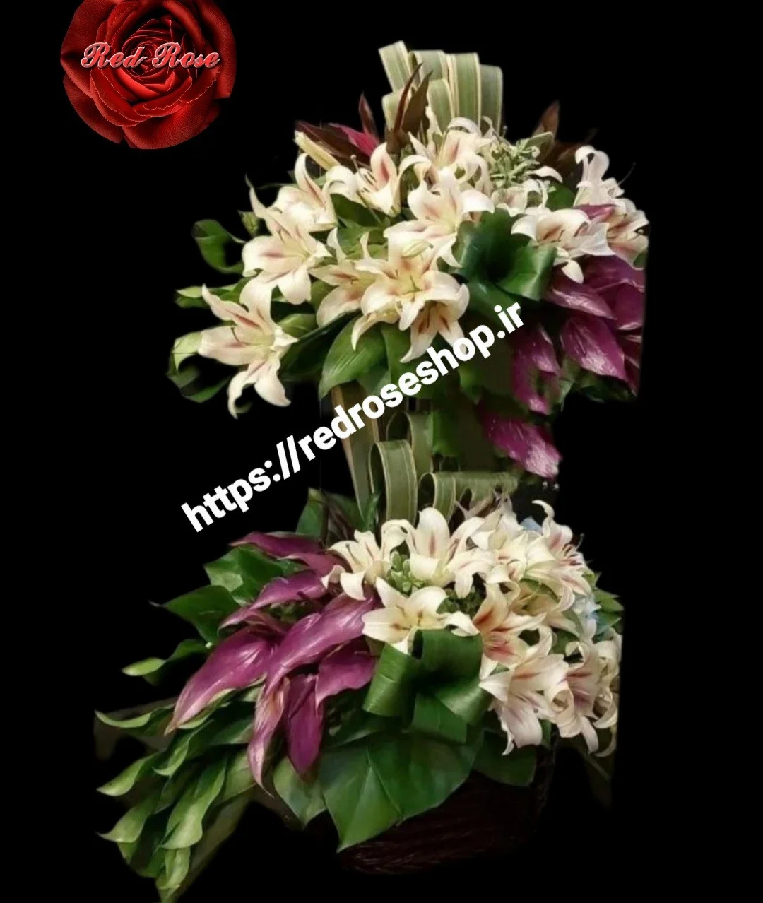 سبد گل خواستگاری دو طبقه لیلیوم و آنتونیو در گلفروشی Red rose