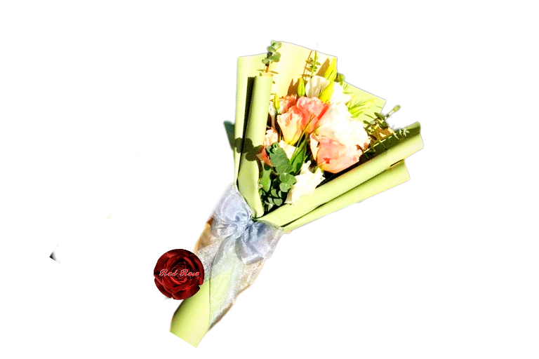 دسته_گل_لیسین توس_صورتی_مینیمال_گلفروشی_رز_قرمز_کرج