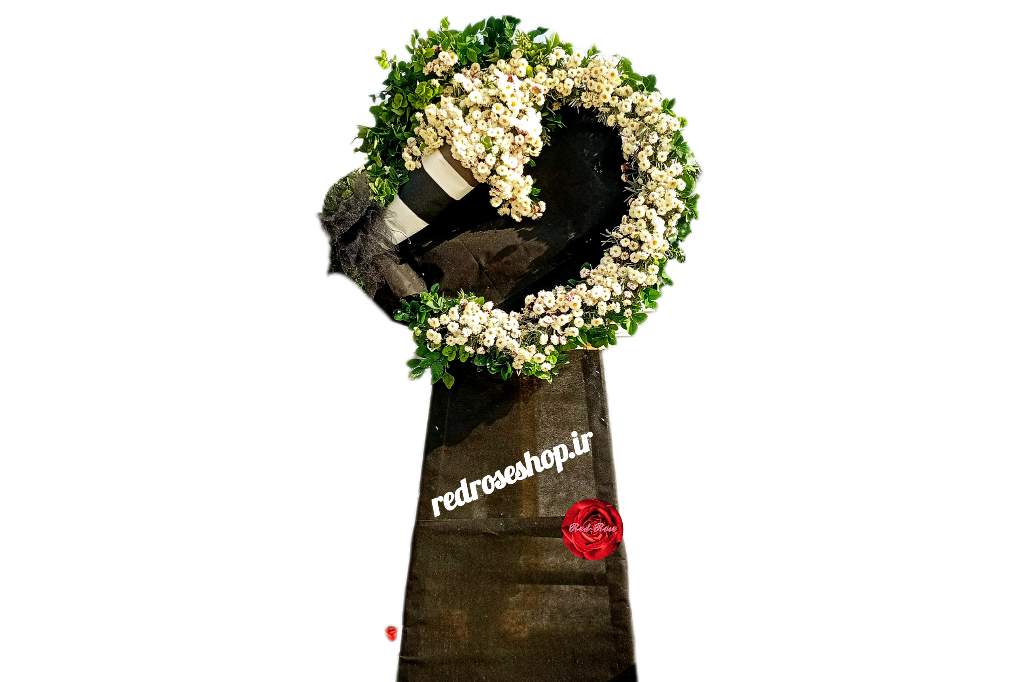 تاج_گل_ترحیم_گرد_طرح_خاص_جدید_دسته_گل_آبشاری_گلفروشی_رز_قرمز_کرج