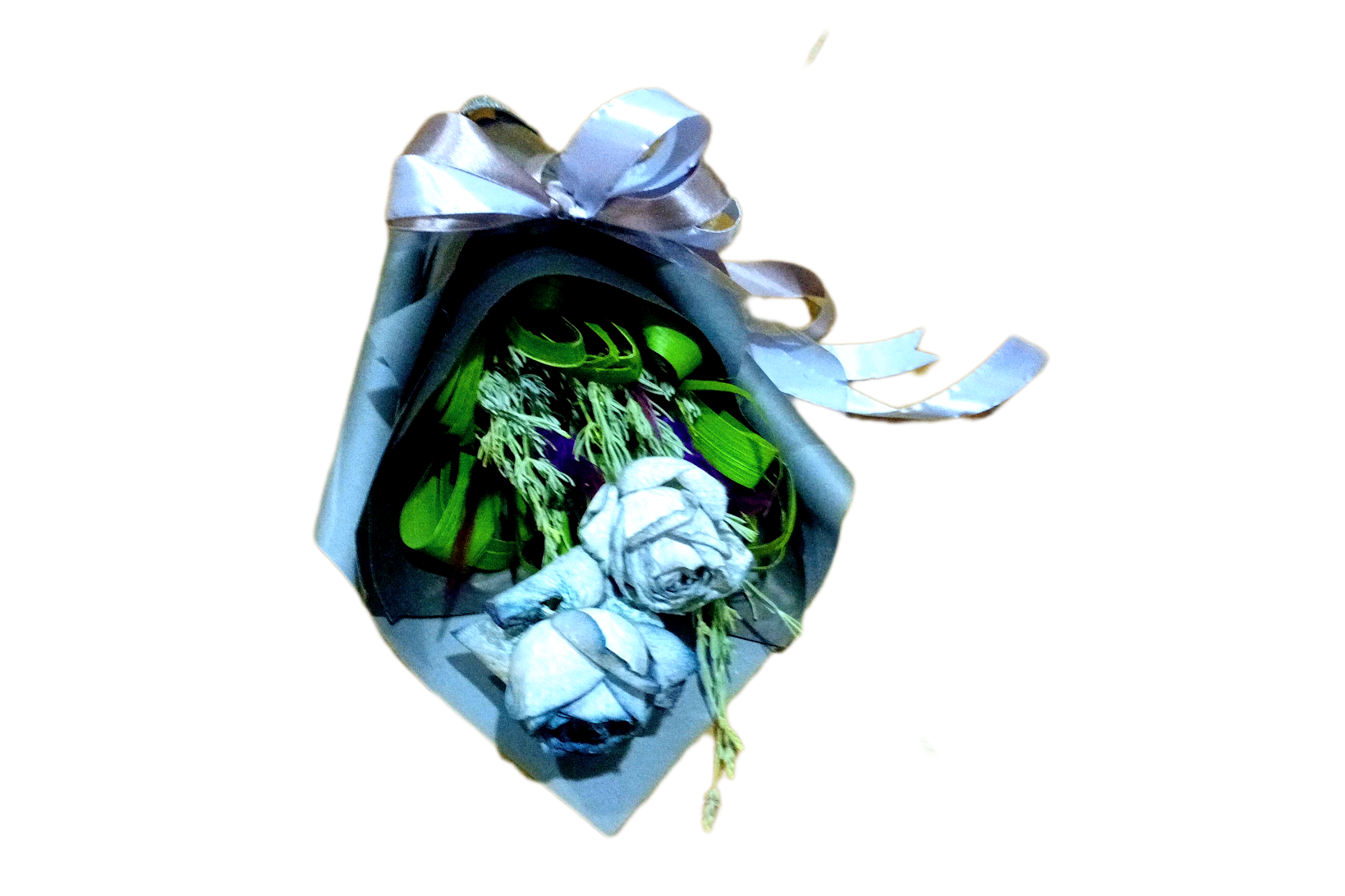 دسته گل دو شاخه رز طوسی