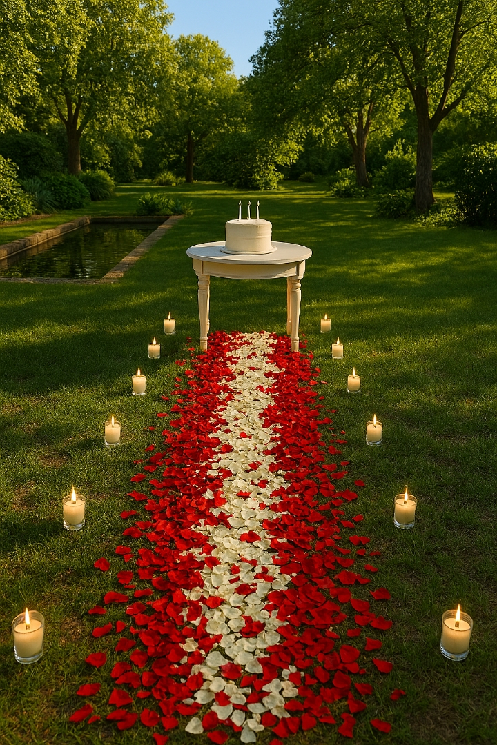 گلبرگ-گل-رز-قرمز-و-سفید-پرپر-شده-در-راه-عشق