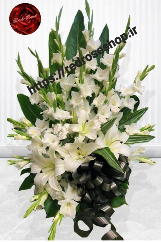 باکس گل گلایل و اورینتال تسلیتی سفید ساده شیک