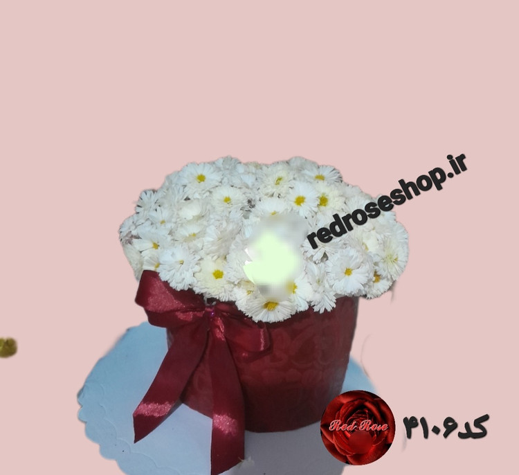 داوودی باکس گل طبیعی سفید شیک ارزان