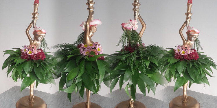 دیزاین شمعدان با گل طبیعی جدید