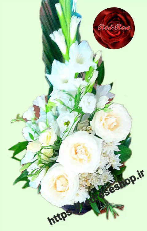 باکس گل رز سفید گلایل سفید داوودی سفید