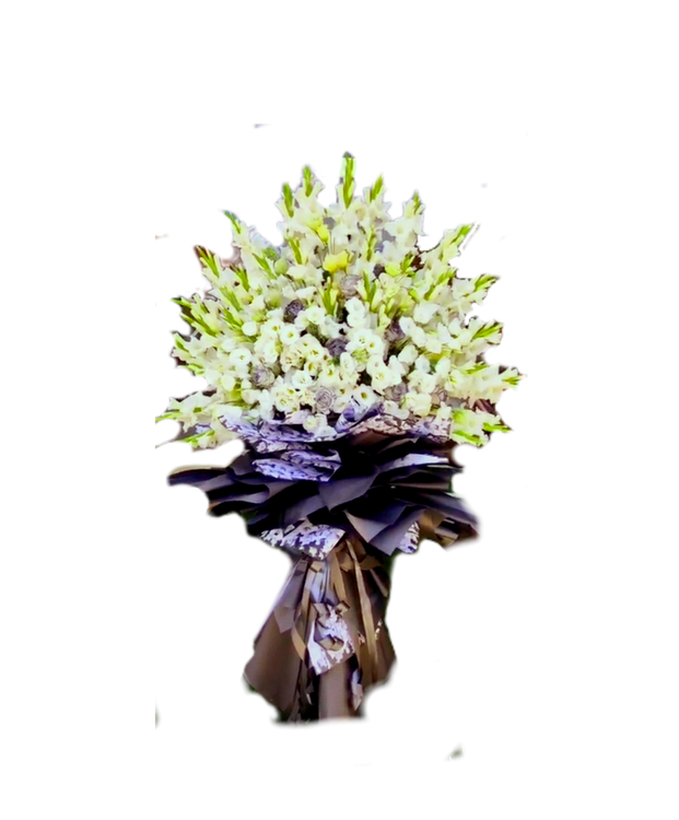 تاج گل یک طبقه ترحیم گلایل سفید