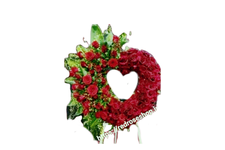 تاج گل قلبی رز قرمز عاشقانه