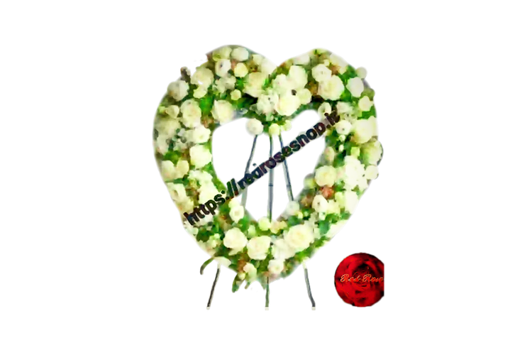 تاج گل قلبی رز سفید