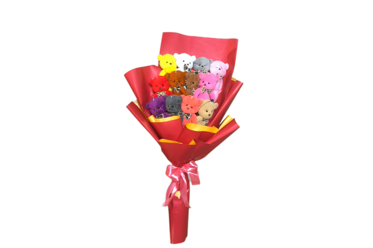 دسته- گل -عروسکی-قرمز-خرسهای-رنگی