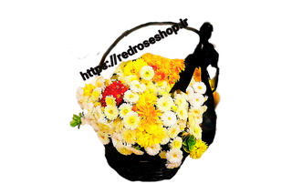 سبد گل ترحیم داوودی رنگی