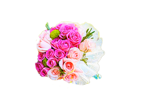 دسته گل عروس رز صورتی کرم