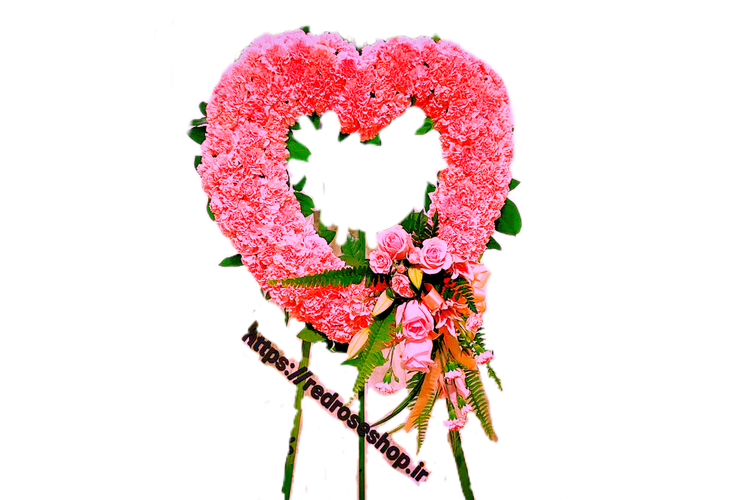 تاج گل قلبی رمانتیک صورتی