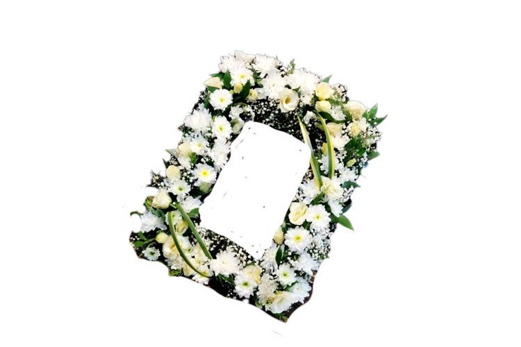 گل -روی -قاب-عکس-مزار -داوودی- سفید