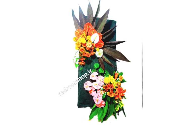 ش تاج گل ترحیم ایستاده مناسب نصب در آرامستان با گلهای مقاوم