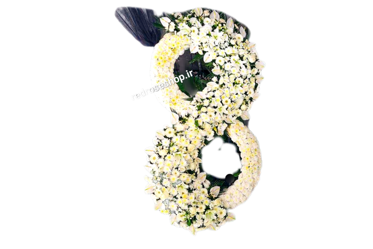 تاج گل تسلیت دوطبقه گرد با گلهای لیلیوم داوودی رز آنتوریوم مناسب مراسم ختم
