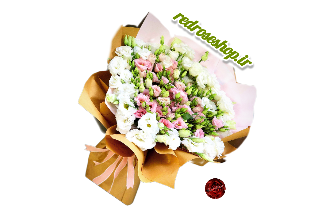 دسته گل لیسین توس سفید صورتی