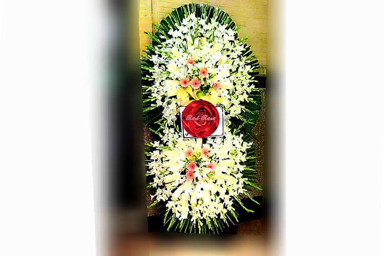 تاج گل دو طبقه بزرگ شیک لیلیوم ژربرا گلایل