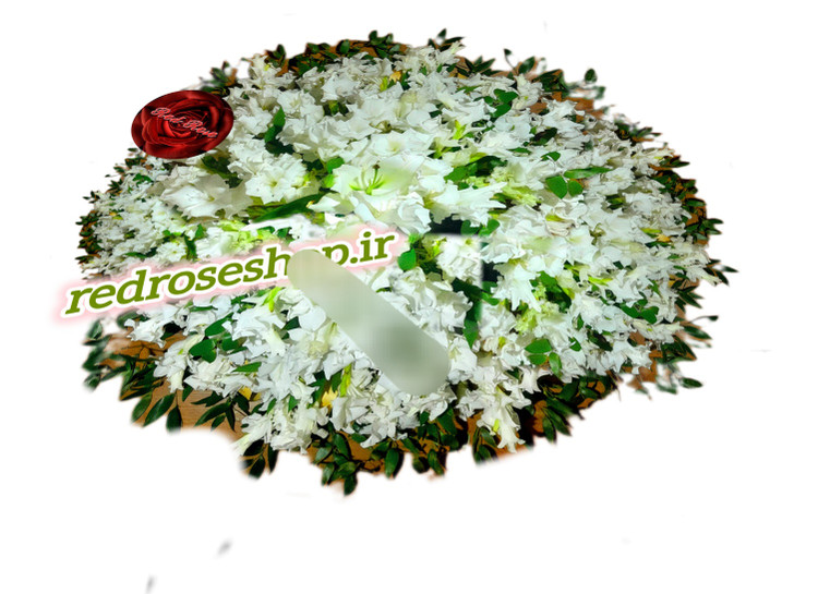 گل_روی_سنگ_قبر_رومیزی_گلایل_پر_حجم_سفید