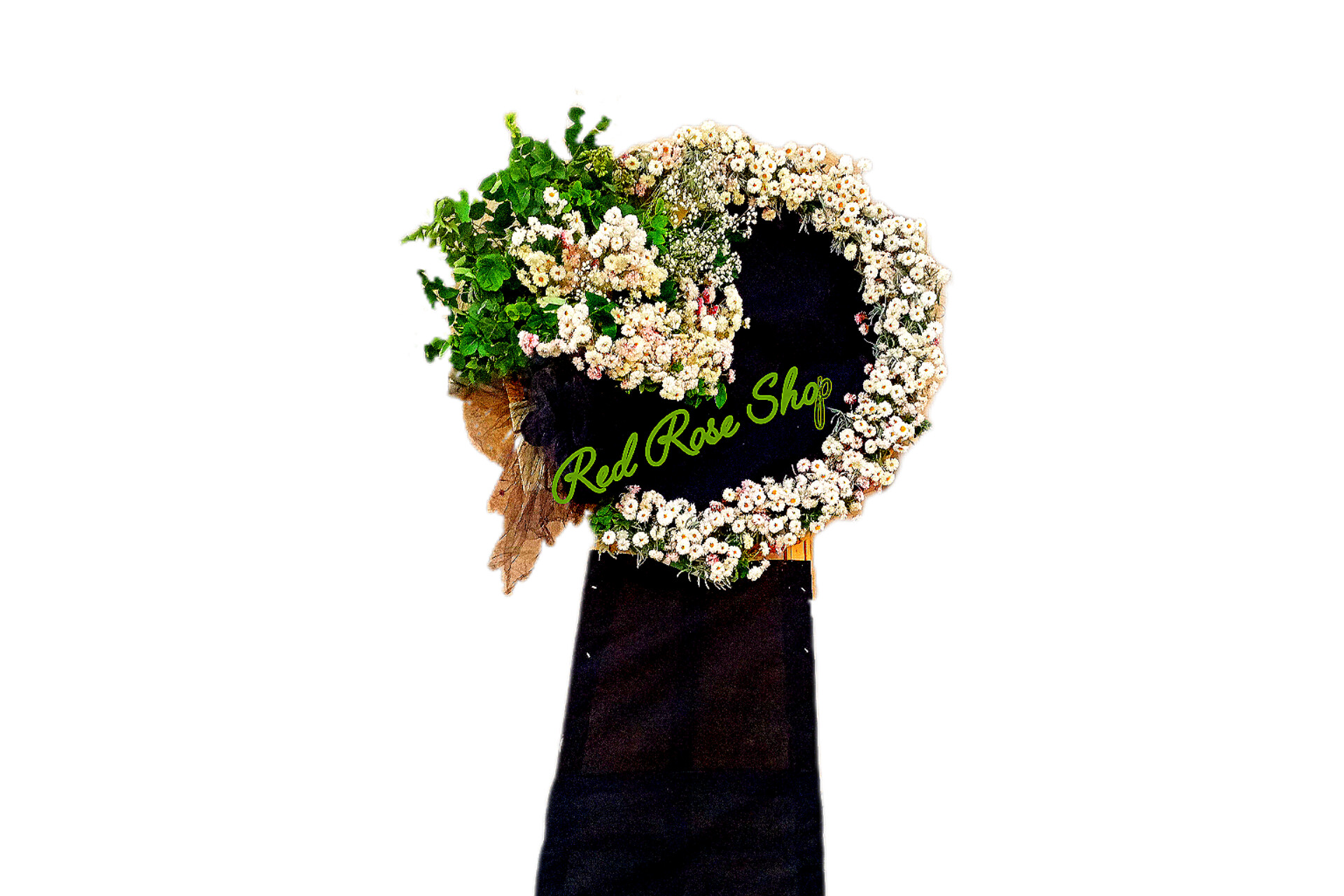 تاج_گل_ترحیم_گرد_درباری_داوودی_مینیاتوری_سفید_برگ