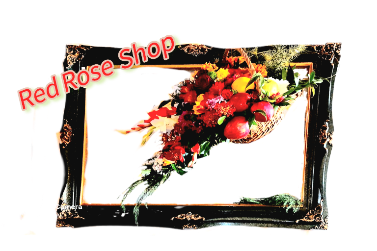 ‪سبد-گل-آبشاری-قاب-دیوار-با-گلهای-رنگارنگ-میوه-یلدا