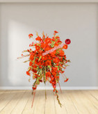 تاج-گا-تبریک-ابشاری-گلهای-قرمز-ژربرا-گلایل-میخک-یک-طبقه