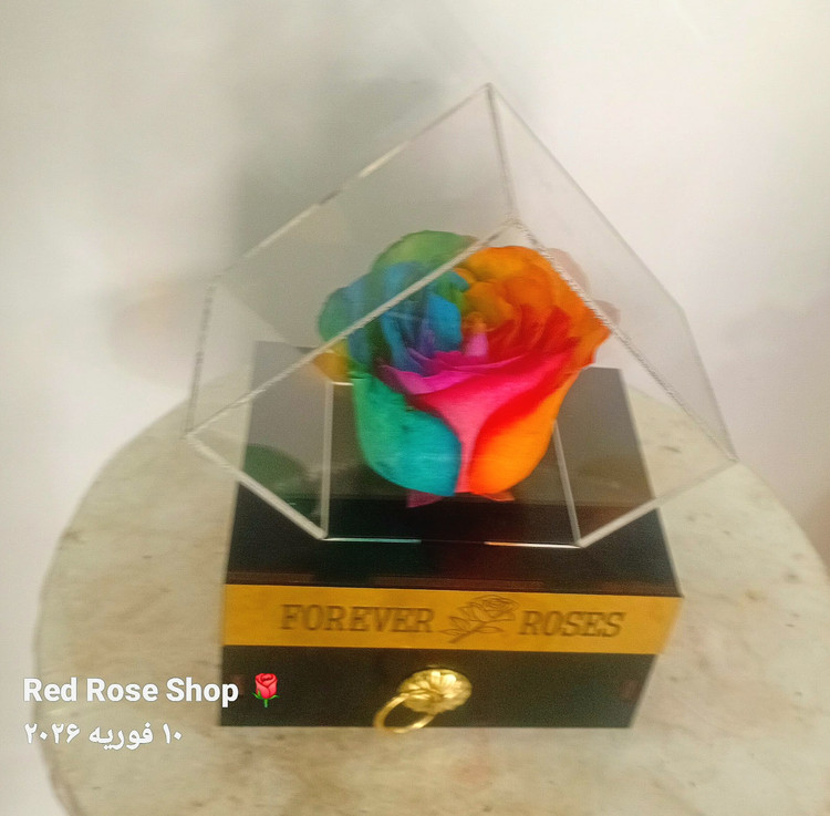 باکس-گل-رز-جاویدان-هفت-رنگ-مدل-گنجینه-کشو دار
