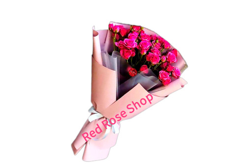 دسته-گل-گرد-رمانتیک-عاشقانه-صورتی-گل-رز-مینیاتوری-سرخابی