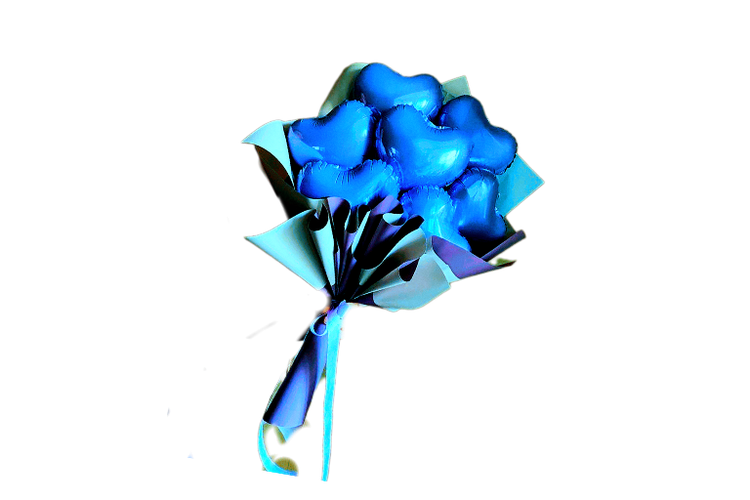 دسته-بوکت-بادکنک-قلب-هفت-عدد-آبی