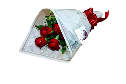 دسته-گل-یکطرفه-رز-پنج-شاخه-قرمز-بسته بندی-قرمز-روبان-ساتن-قرمزدسته-گل-یکطرفه-رز-پنج-شاخه-قرمز-بسته بندی-کرم-صورتی-روبان-ساتن-قرمز