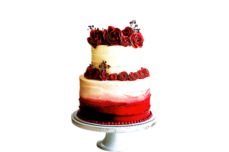 کیک-دو-طبقه-خامه ای-قرمز-سفید-تزیین-گل-خامه ای