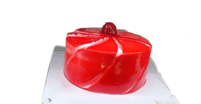 کیک-خامه ای -قرمز-یک-طبقه-گرد