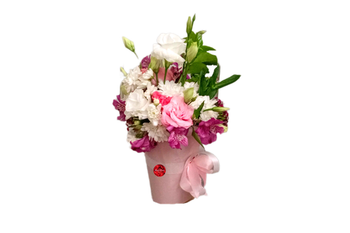 باکس-گل-مینیمال-لیسینتوس-آلسترومریا-سفید-صورتی-یاسی