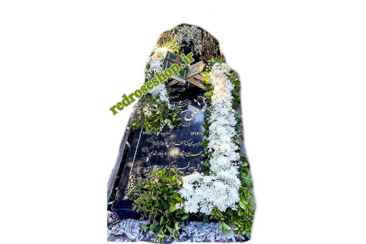 گل-روی-سنگ-قبر-مزار-سفید-برگ-دورسنگ