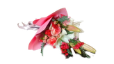 دسته گل صورتی اورینتال - رز هلندی و مینیاتوری
