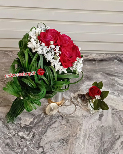 دسته-گل-عروس-رز-مصنوعی-ژیپسوفیلا-ساقه-گل-سرجیب-هدیه-داماد