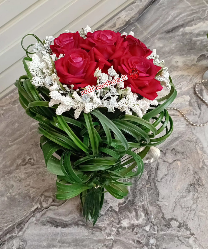 دسته-گل-عروس-رز-مصنوعی-ژیپسوفیلا-ساقه-