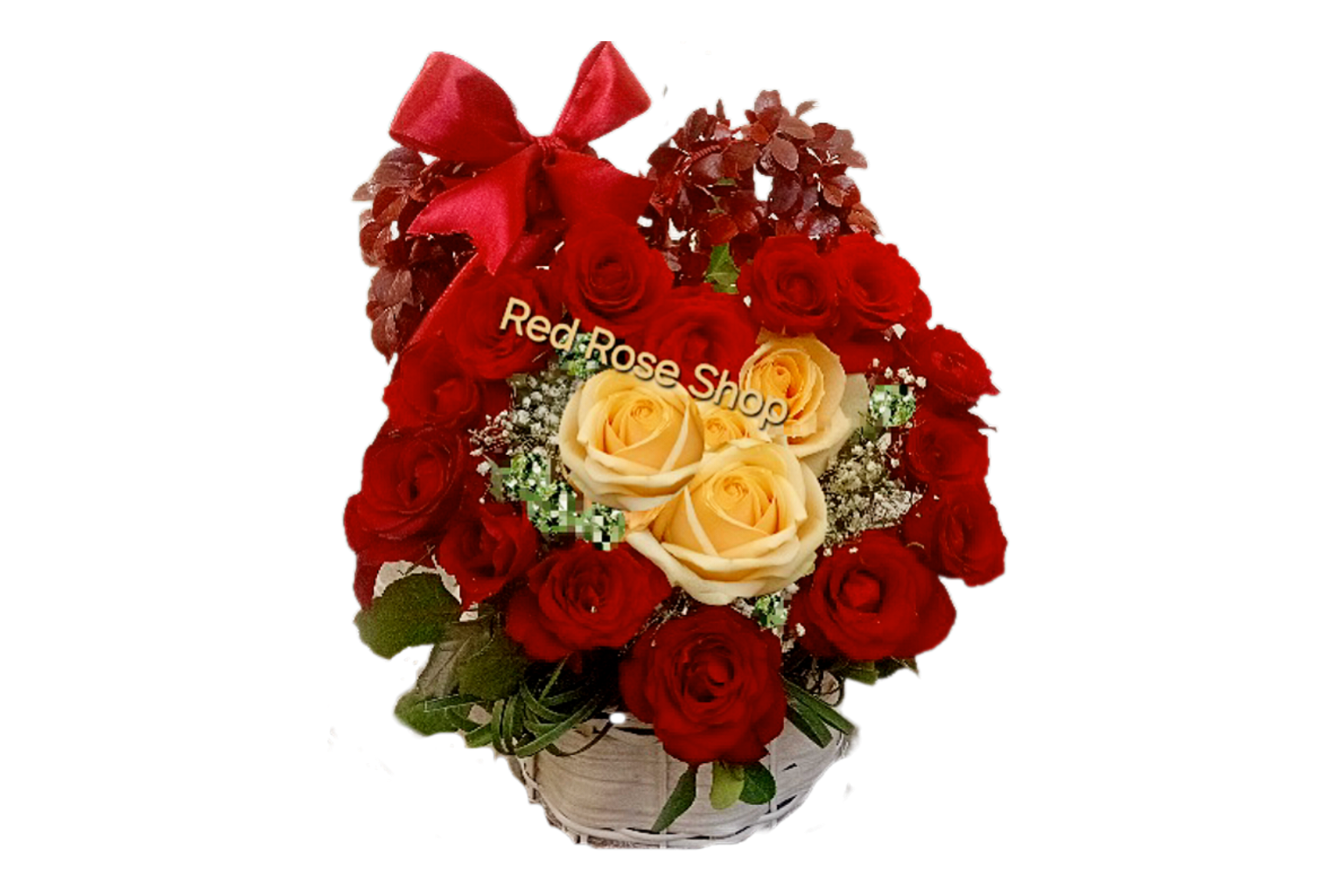 سبد-گل-رز-مدل-قلب-رز-قرمز-نباتی-هدیه